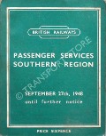Passenger Train Services - Southern Region - September 27th, 1948 until further notice by British Railways